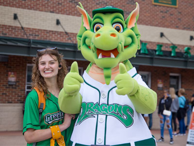 She had the unenviable task of telling other people`s little kids to `Wait your turn` to get a picture with the mascot.