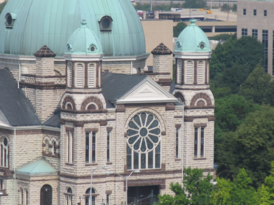 At the top of an 11-story parking garage, I`M THE KING OF THE WORLD!