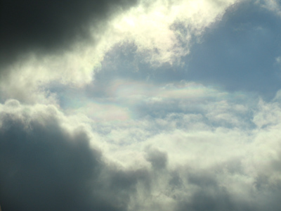 Can you see it?  There were what looked like iridescent oily clouds in the sky.