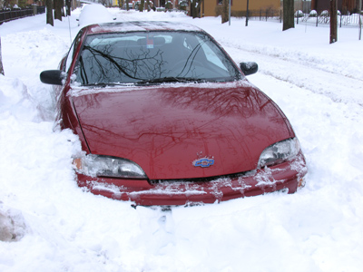 After 90 minutes of work, my car is clean -- but going nowhere.  [I hate winter.]