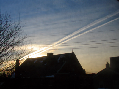 Someone went skiing across the sky this morning.