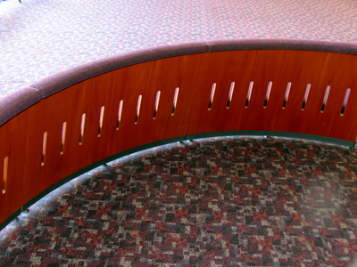 Sitting round the lobby.