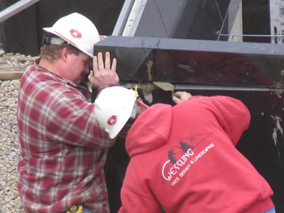 `I told you to watch your fingers!  Okay, what did it look like?  Did it have a ring on it?`