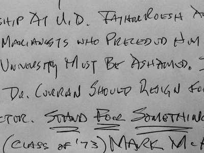 Some comments written about another exhibition on campus.