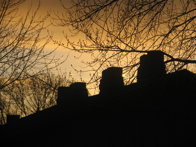 Sunset out the front window.