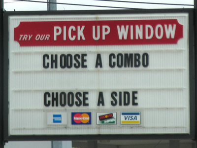 I`ll take the chicken club combo, on the left please.