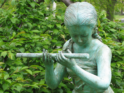 The talented girl Prepares with her instrument A musical feast.