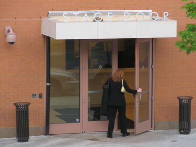 Some musicians perform inside the concert hall . . . 