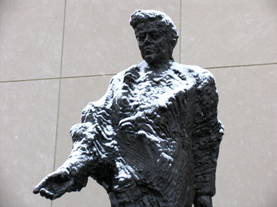 JFK white with snow.