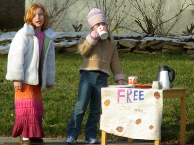 Despite their non-capitalist leanings, I gave them a dollar for two cookies and a cup of hot chocolate.