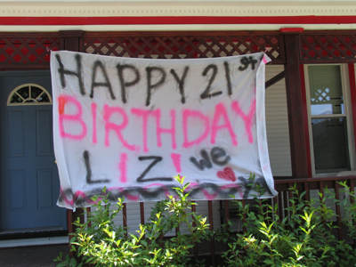 Liz was surprised to see this birthday banner -- and even more surprised to discover it was HER sheet.