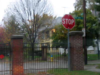 The brick and iron are an added incentive to stop.