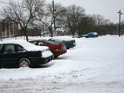 Classes are cancelled, but I have to work since I`m `essential personnel.`  At least parking isn`t a problem.