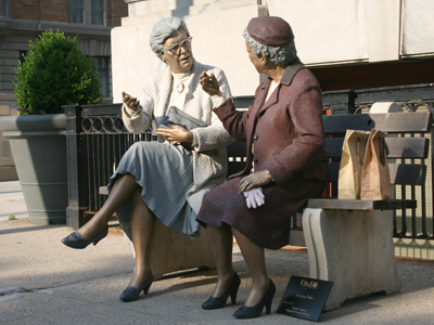 `Crossing Paths,` a sculpture by J. Seward Johnson.