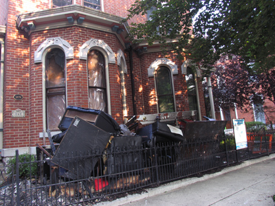 A For Sale sign appeared across the street on Sunday, then the house burned on Monday.  Ummm, arson maybe?
