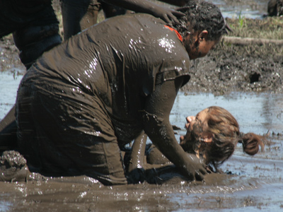 After the mud volleyball game.