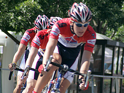 The racers were still closely packed at the end.