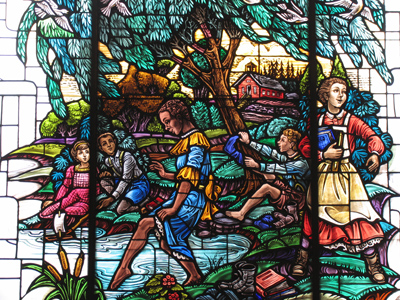 Lay me nigh to whah hit meks a little pool, An` de watah stan`s so quiet lak an` cool, Whah de little birds in spring Ust to come an` drink an` sing, An` de chillen waded on dey way to school. PAUL LAURENCE DUNBAR