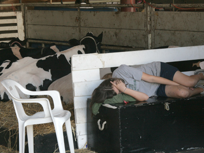 She stayed out last night until the cows came home.