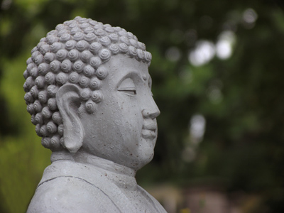 To protect him from the hot sun, a group of snails covered Buddha`s head, but they died doing so.  In gratitude, he wore their shells on his head for the rest of his life.