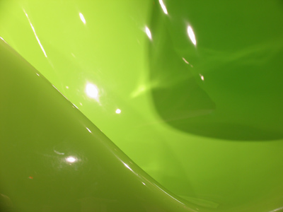 Green plastic chair.