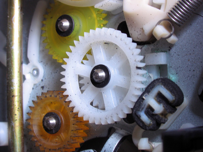 A clockwork orange, yellow and white.