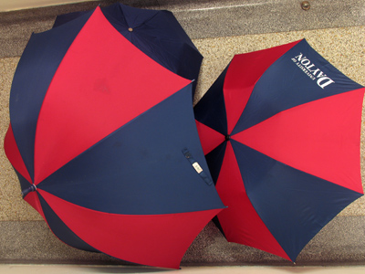 It`s always so sunny here in Dayton that people have to use parasols.