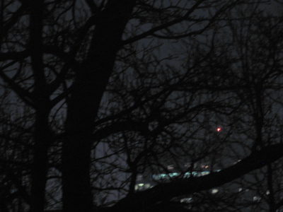 This is through the window at night.