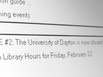 One message says, due to bad weather and icy roads, the University is closed.  The next message says, despite bad weather and icy roads, I have to work anyway.