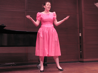 `For Caitlin I wore satin, which I looked really fat in. For Tabitha I wore taffetta.  You should never - people laugh at ya. Always a bridesmaid, never a bride.`