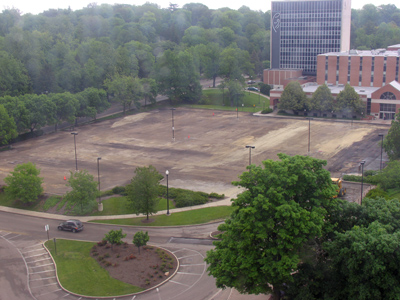 Another day off -- meanwhile other parking lots are overflowing while this one`s supposedly being resurfaced.