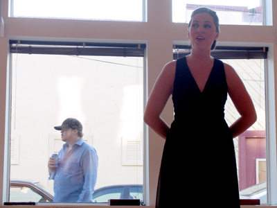 Why one shouldn`t have a vocal recital near a window in the Oregon District.  The guy stood there a while, then staggered inside, drink in hand, and sat down.