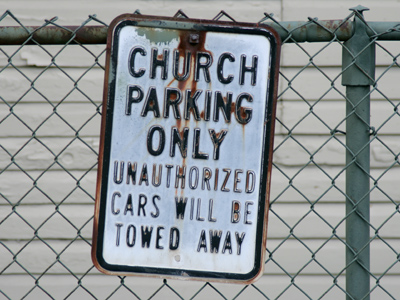 Towed away, towed away, towed away -- every car in the lot towed away.