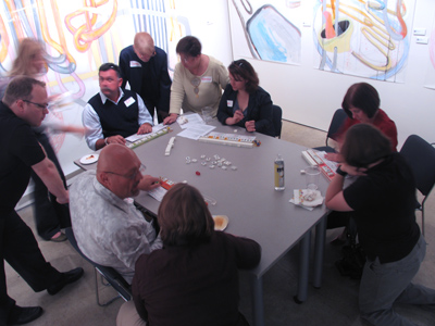 Those who preferred a slower game gathered nearby.