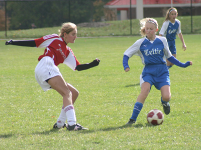 The awkwardly adversarial dance of the fullback and the striker.