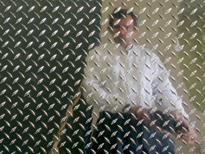 A highly-textured self-portrait.