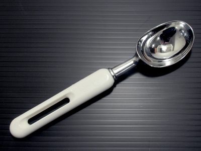 This kitchen utensil has been repurposed as a melon baller, since I`m giving up ice cream at home.