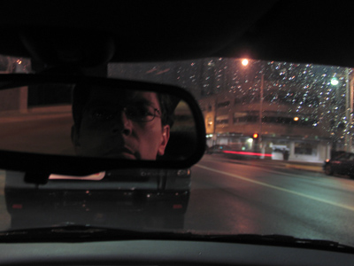 Sitting in the car waiting for something to happen.