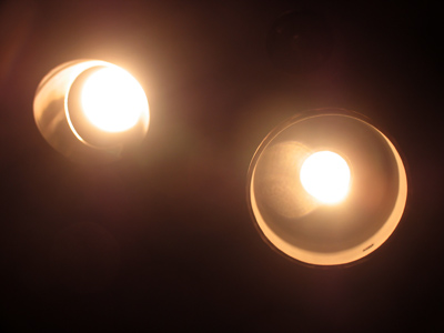 After shivering in my office all morning, I ate lunch under these warm lights.