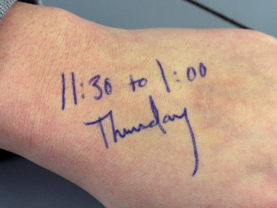 What time I`m meeting Katie (assuming she doesn`t wash her hands and forget our appointment).
