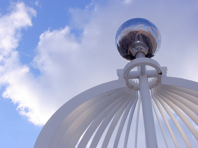 There`s a little flash of light reflected in the silver globe.  That`s me.