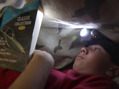 Each chapter of a Hardy Boys book ends with a crisis, so you have to keep reading to find out what happens.