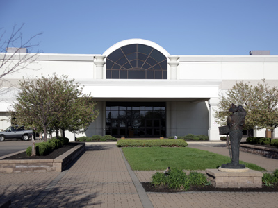 Suddenly rising from the corn fields was a large convention center (notice the statue on the right).