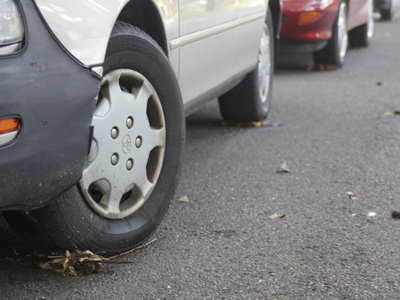 Debris under the tires means my street was flooded last night.  I must have slept through the whole thing.