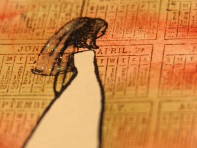 A bride-to-be counts down the days in a card made by Heidi Kinnamon (see the real Heidi on August 30, 2009).