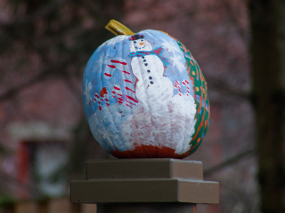 Any pumpkin that survives October and November deserves to be dressed up a little in December.