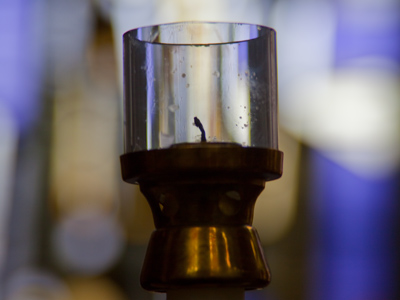 In the silent chapel.