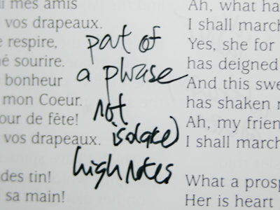 The notes I scribbled in my program during Brownlee`s recital will soon appear in a newspaper review.