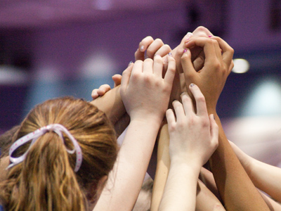The significance of today`s date is not lost on these players.  Can you see the little red hearts on the ribbon?