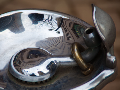 A double dose of me in a downtown drinking fountain.